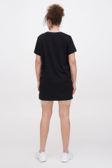 Футболка oversize трикотажная черная удлиненная с принтом