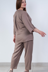 Костюм (брюки+кимоно) из льна, карамельный