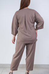 Костюм (брюки+кимоно) из льна, карамельный