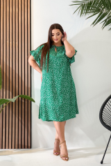 Сукня А-силуетного крою з воланчиками, зелено-білі квіти